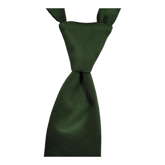 BOY'S HUNTER GREEN WINDSOR TIE & POCKET SQUARE BY LARR BRIO - Picture 3 of 5